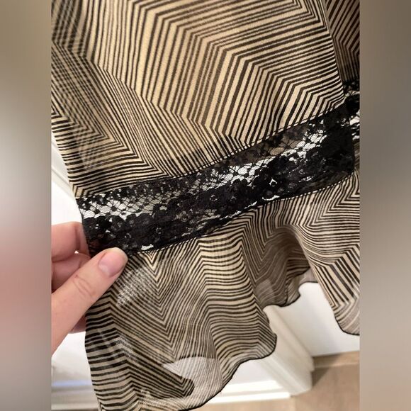 NWT Y2K CR Whimsigoth Fairy Tan Black Sleeveless V-neck Sequin Lace Midi Dress - Picture 7 of 8